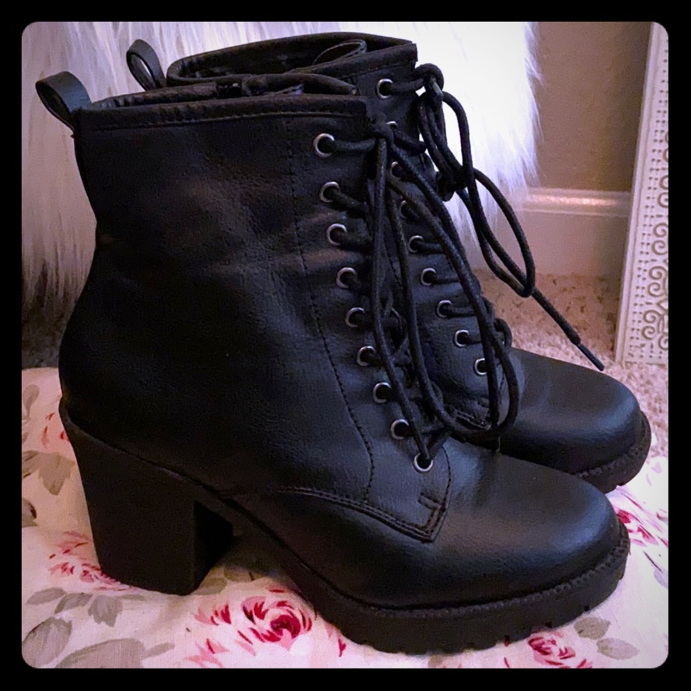 Black laced booties